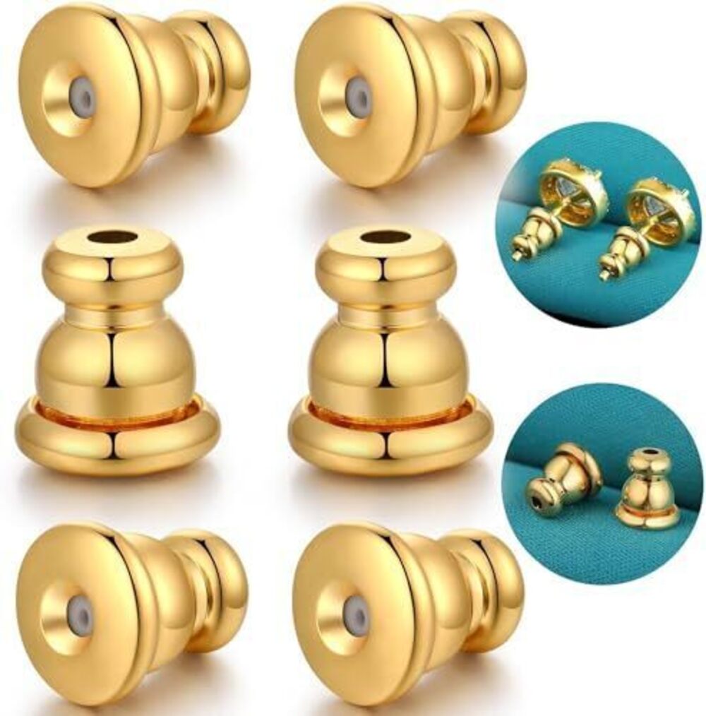 2346 18K Gold Bullet Earring Backs Replacements for Diamond